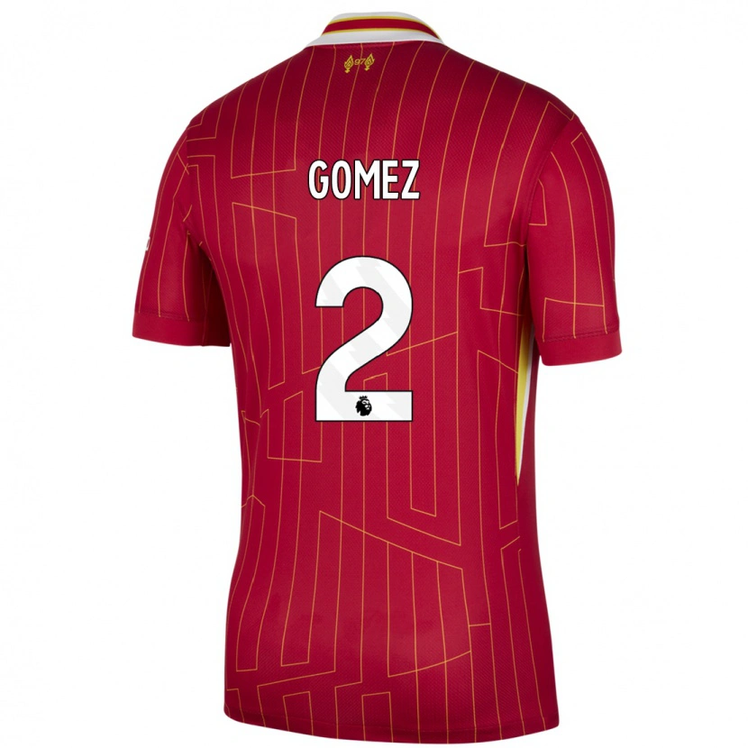 Danxen Bambino Maglia Joe Gomez #2 Rosso Giallo Bianco Kit Gara Home 2024/25 Maglietta