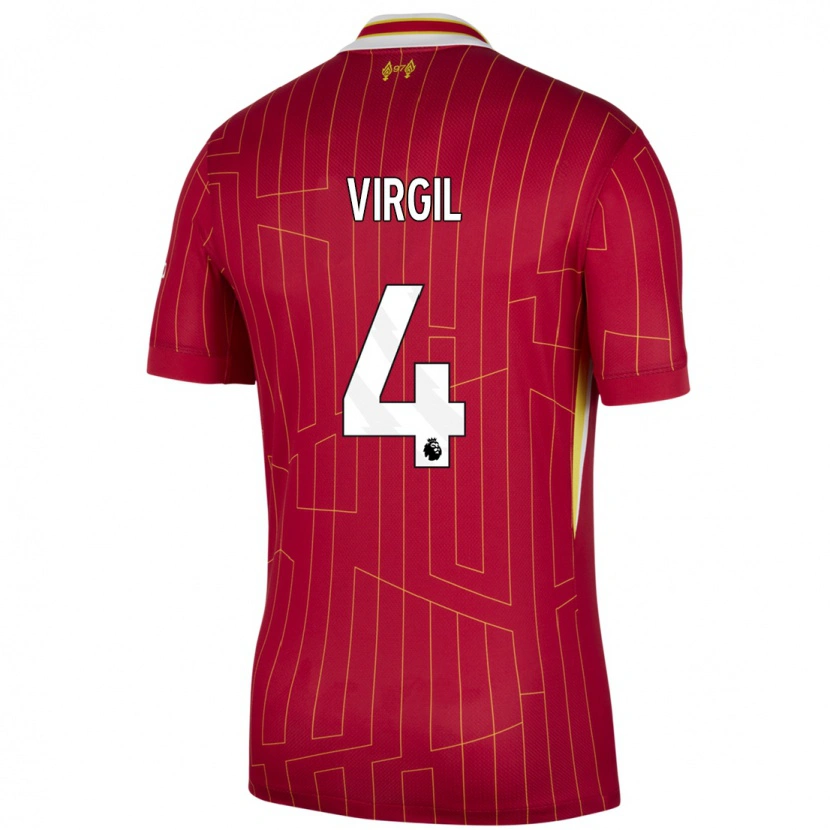 Danxen Bambino Maglia Virgil Van Dijk #4 Rosso Giallo Bianco Kit Gara Home 2024/25 Maglietta