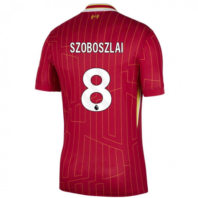 Danxen Bambino Maglia Dominik Szoboszlai #8 Rosso Giallo Bianco Kit Gara Home 2024/25 Maglietta
