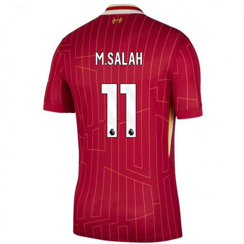 Danxen Bambino Maglia Mohamed Salah #11 Rosso Giallo Bianco Kit Gara Home 2024/25 Maglietta
