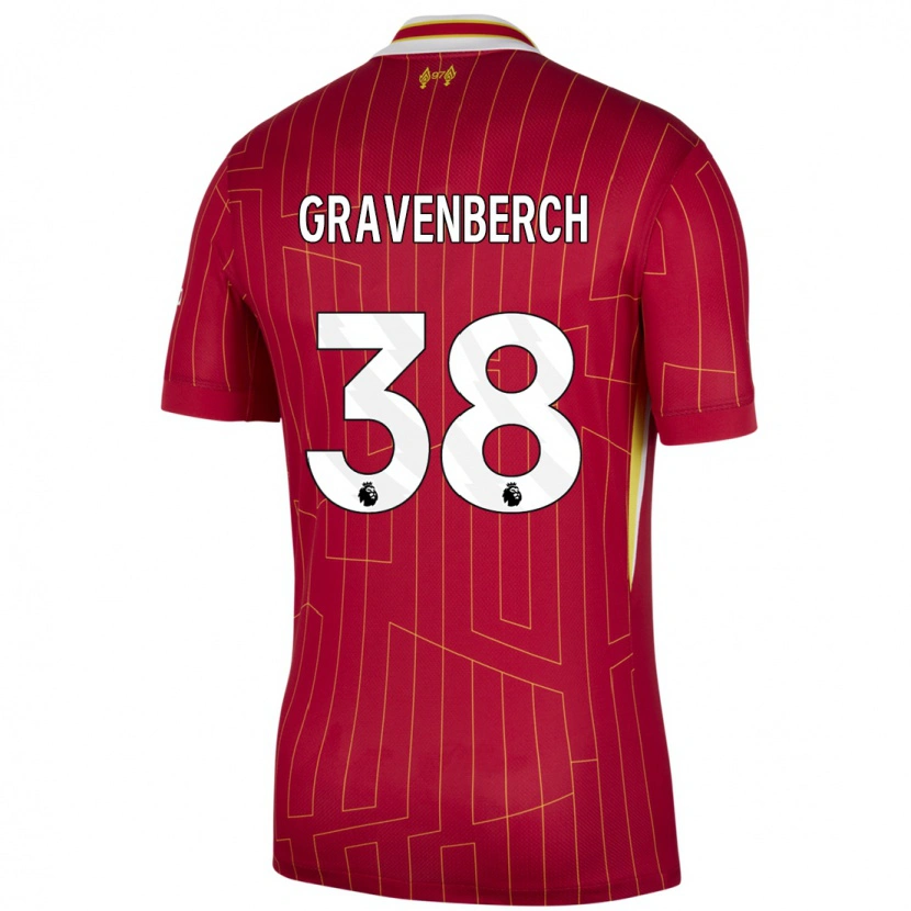 Danxen Bambino Maglia Ryan Gravenberch #38 Rosso Giallo Bianco Kit Gara Home 2024/25 Maglietta