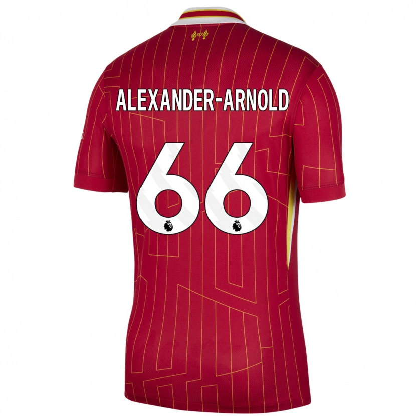 Danxen Bambino Maglia Trent Alexander-Arnold #66 Rosso Giallo Bianco Kit Gara Home 2024/25 Maglietta