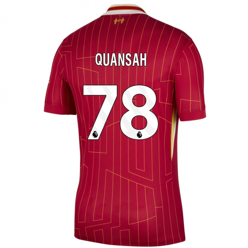Danxen Bambino Maglia Jarell Quansah #78 Rosso Giallo Bianco Kit Gara Home 2024/25 Maglietta