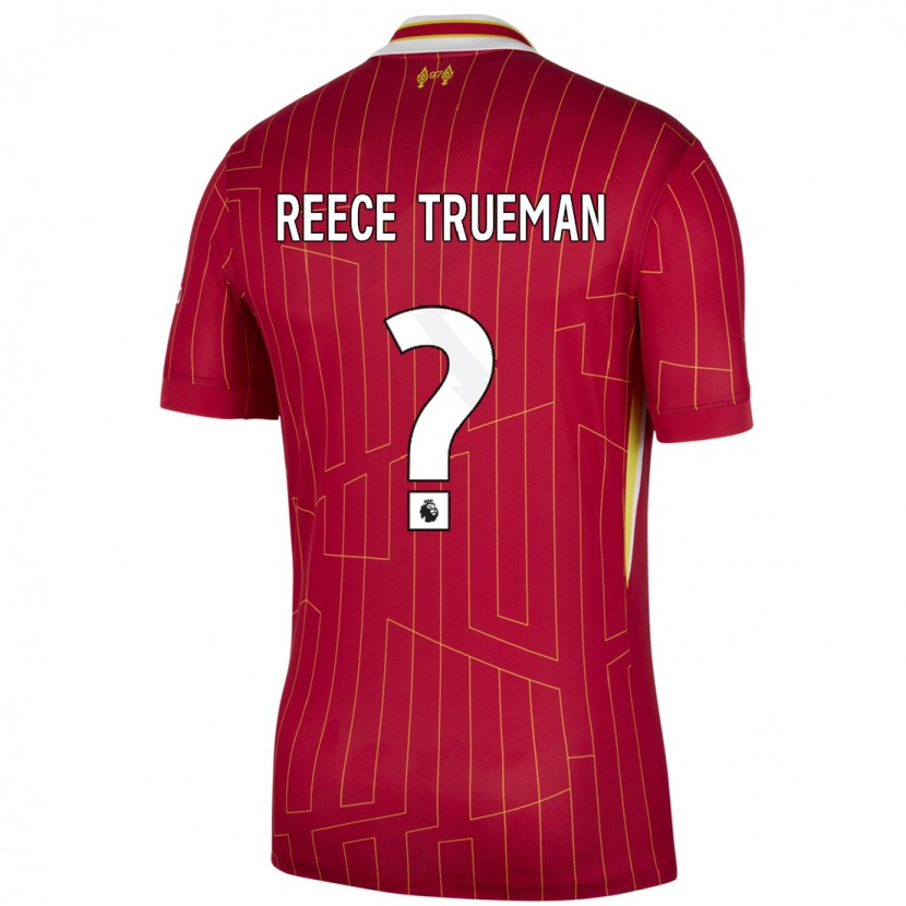Danxen Bambino Maglia Reece Trueman #0 Rosso Giallo Bianco Kit Gara Home 2024/25 Maglietta