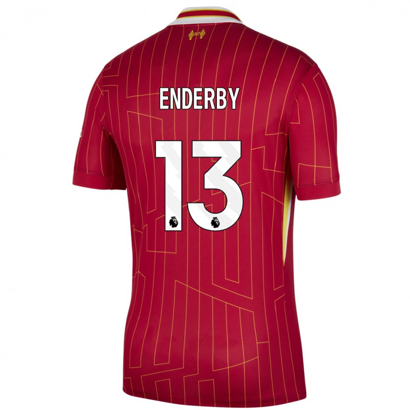 Danxen Bambino Maglia Mia Enderby #13 Rosso Giallo Bianco Kit Gara Home 2024/25 Maglietta