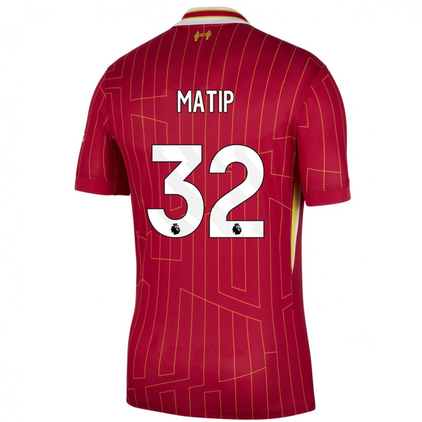 Danxen Bambino Maglia Joel Matip #32 Rosso Giallo Bianco Kit Gara Home 2024/25 Maglietta