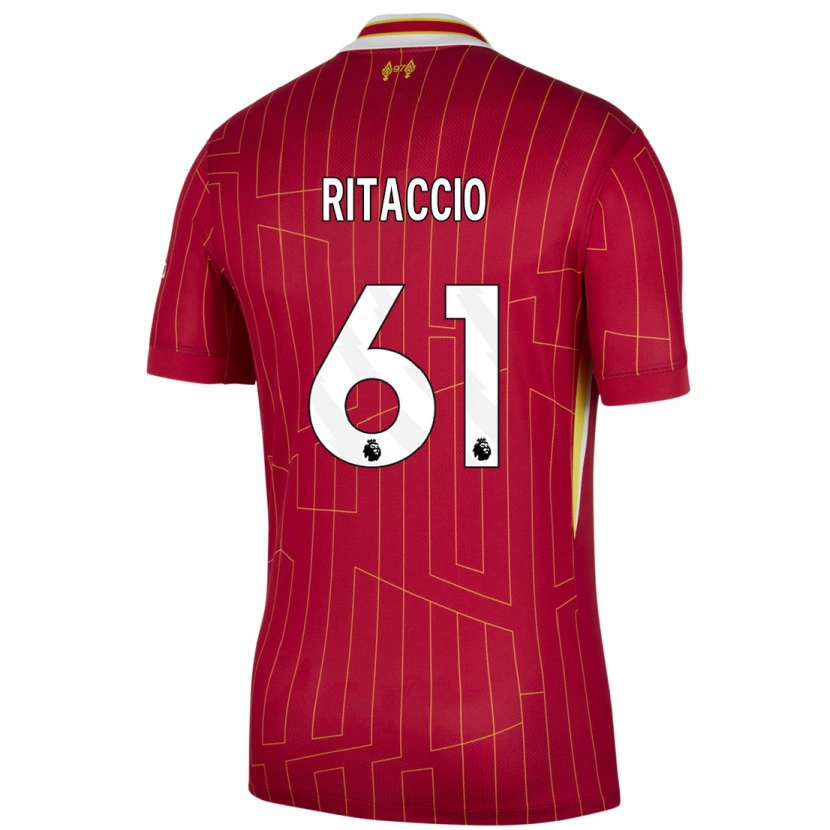 Danxen Bambino Maglia Matteo Ritaccio #61 Rosso Giallo Bianco Kit Gara Home 2024/25 Maglietta