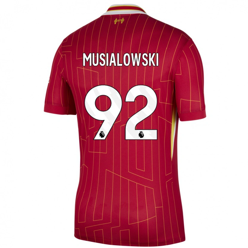 Danxen Bambino Maglia Mateusz Musialowski #92 Rosso Giallo Bianco Kit Gara Home 2024/25 Maglietta