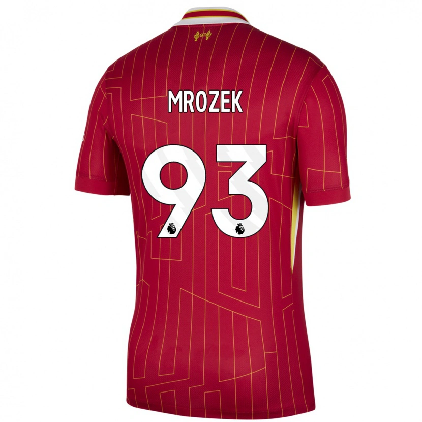 Danxen Bambino Maglia Fabian Mrozek #93 Rosso Giallo Bianco Kit Gara Home 2024/25 Maglietta