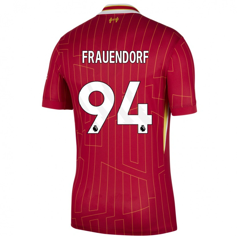 Danxen Bambino Maglia Melkamu Frauendorf #94 Rosso Giallo Bianco Kit Gara Home 2024/25 Maglietta