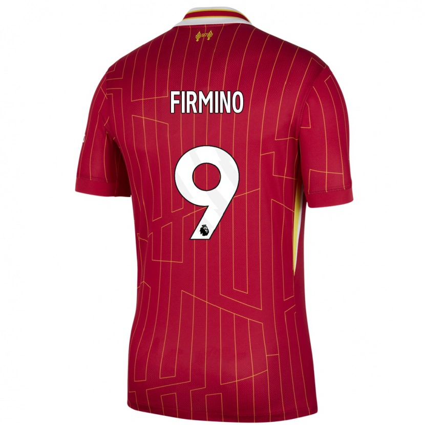 Danxen Bambino Maglia Roberto Firmino #9 Rosso Giallo Bianco Kit Gara Home 2024/25 Maglietta