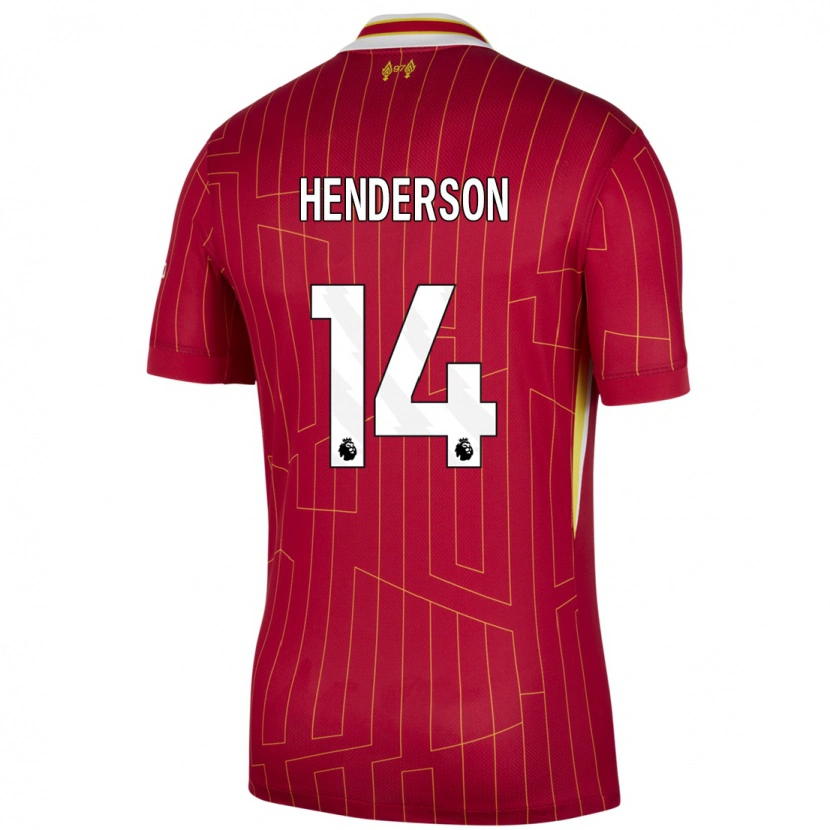 Danxen Bambino Maglia Henderson #14 Rosso Giallo Bianco Kit Gara Home 2024/25 Maglietta