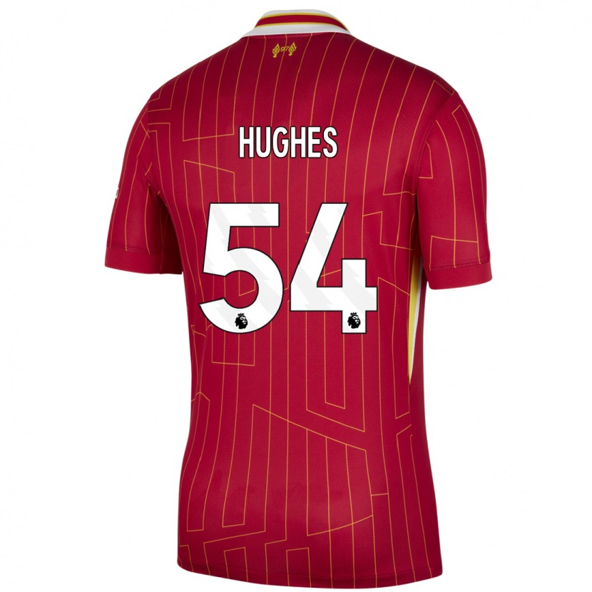 Danxen Bambino Maglia Liam Hughes #54 Rosso Giallo Bianco Kit Gara Home 2024/25 Maglietta