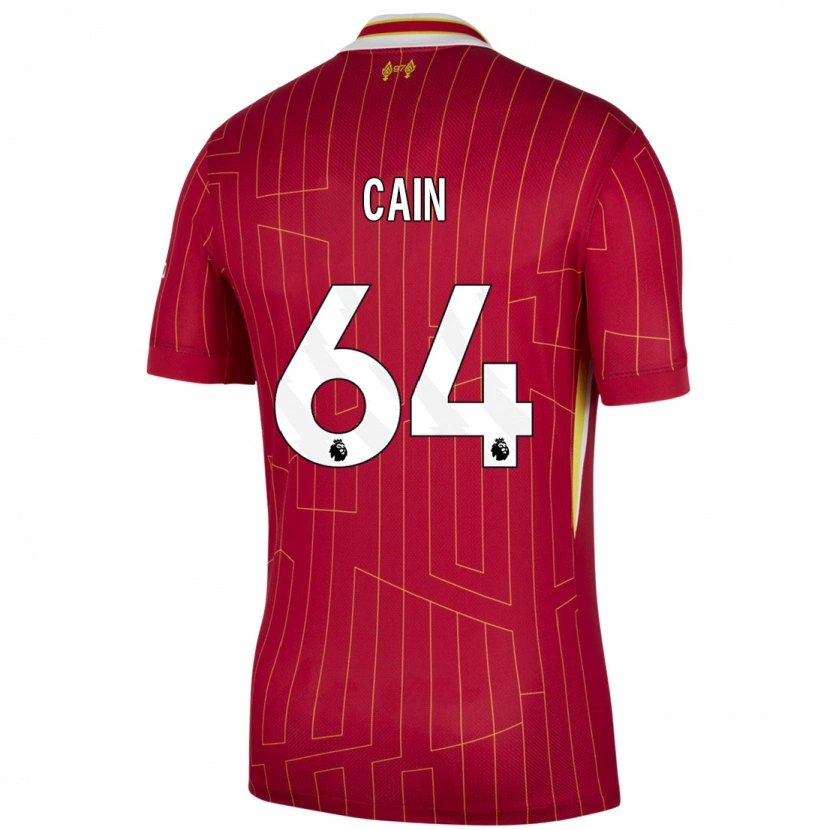 Danxen Bambino Maglia Jake Cain #64 Rosso Giallo Bianco Kit Gara Home 2024/25 Maglietta