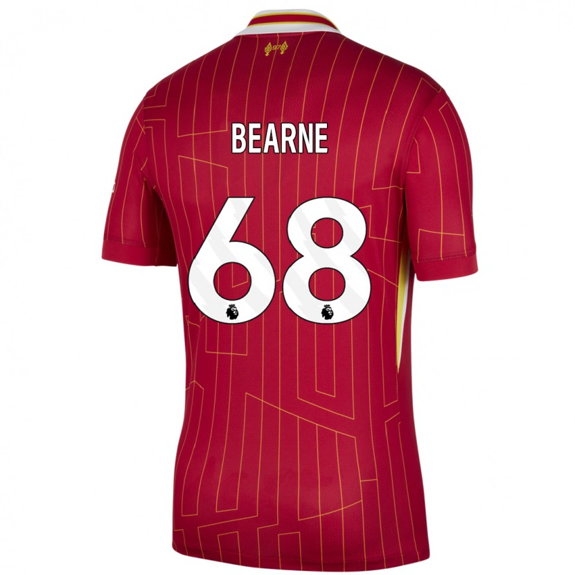 Danxen Bambino Maglia Jack Bearne #68 Rosso Giallo Bianco Kit Gara Home 2024/25 Maglietta