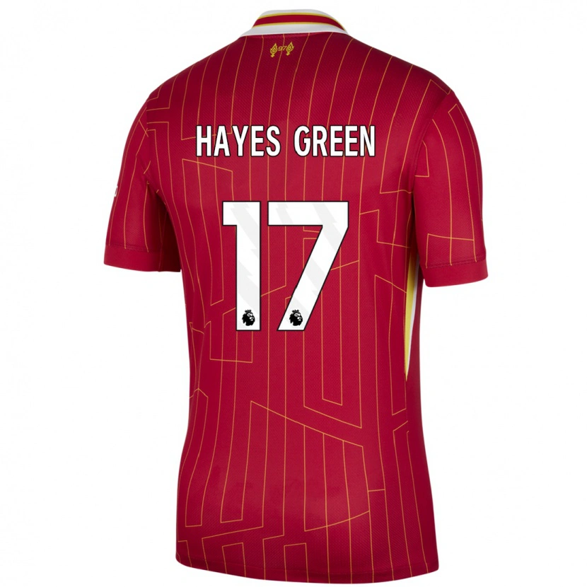 Danxen Bambino Maglia Charlie Hayes-Green #17 Rosso Giallo Bianco Kit Gara Home 2024/25 Maglietta