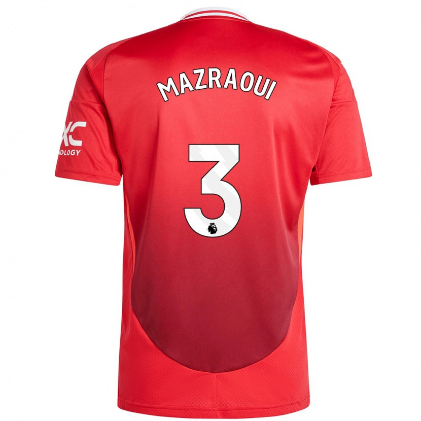 Danxen Bambino Maglia Noussair Mazraoui #3 Rosso Brillante Kit Gara Home 2024/25 Maglietta