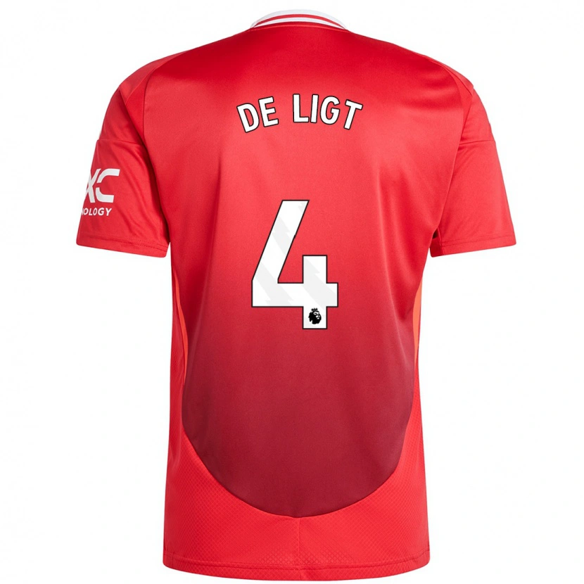 Danxen Bambino Maglia Matthijs De Ligt #4 Rosso Brillante Kit Gara Home 2024/25 Maglietta