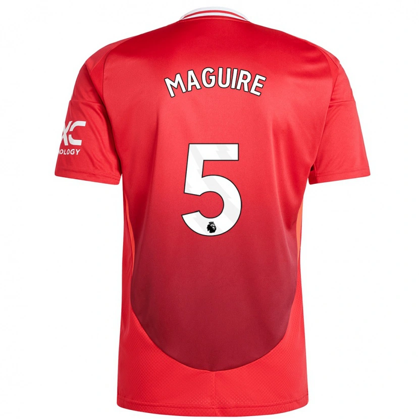 Danxen Bambino Maglia Harry Maguire #5 Rosso Brillante Kit Gara Home 2024/25 Maglietta