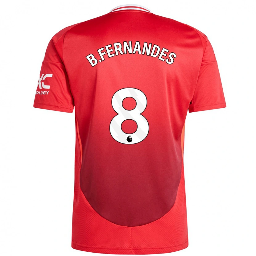 Danxen Bambino Maglia Bruno Fernandes #8 Rosso Brillante Kit Gara Home 2024/25 Maglietta