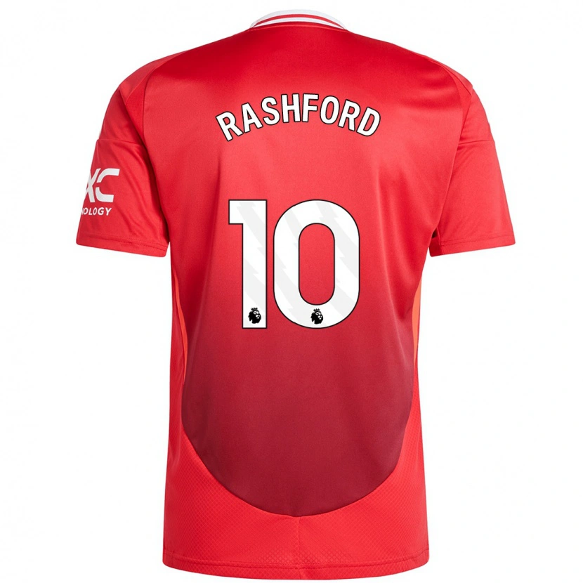 Danxen Bambino Maglia Marcus Rashford #10 Rosso Brillante Kit Gara Home 2024/25 Maglietta