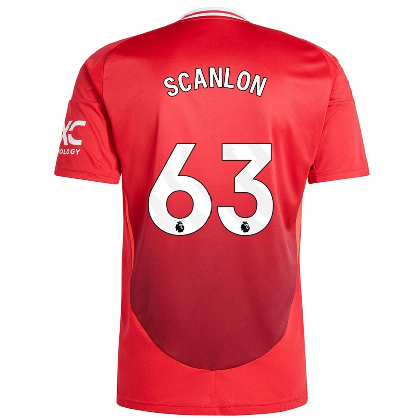 Danxen Bambino Maglia James Scanlon #63 Rosso Brillante Kit Gara Home 2024/25 Maglietta