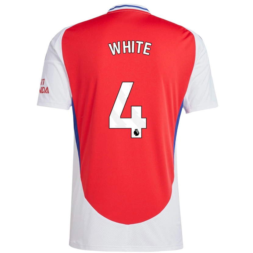 Danxen Bambino Maglia Ben White #4 Rosso Bianco Kit Gara Home 2024/25 Maglietta