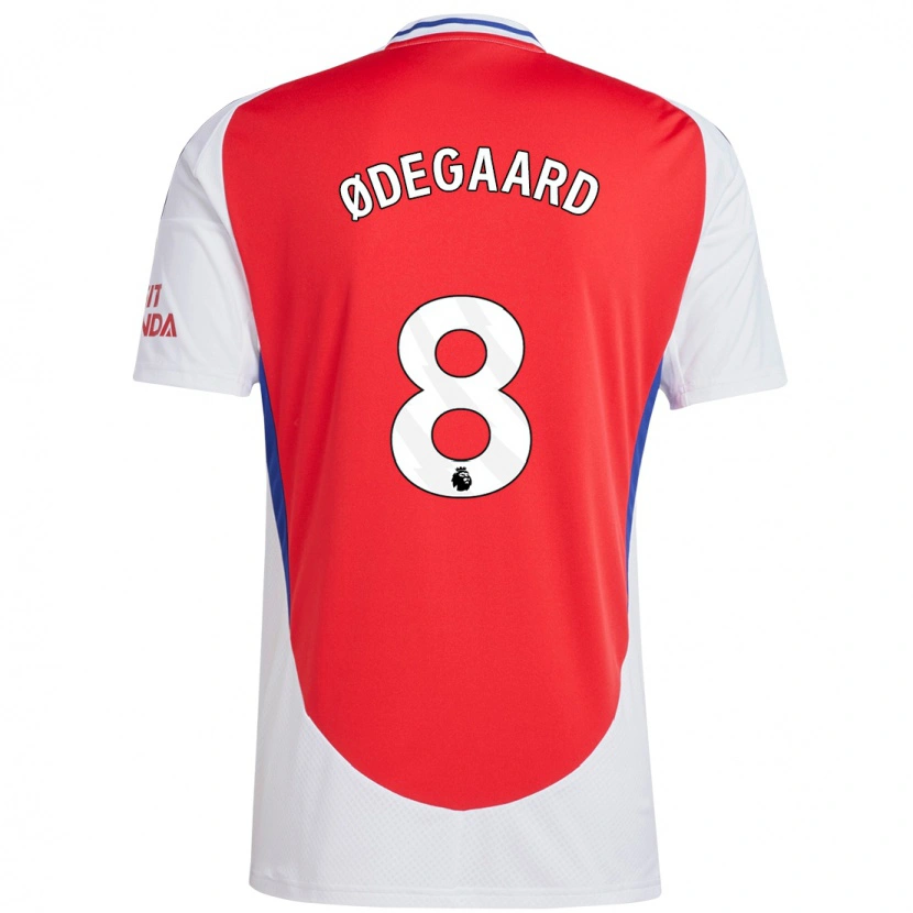 Danxen Bambino Maglia Martin Ødegaard #8 Rosso Bianco Kit Gara Home 2024/25 Maglietta