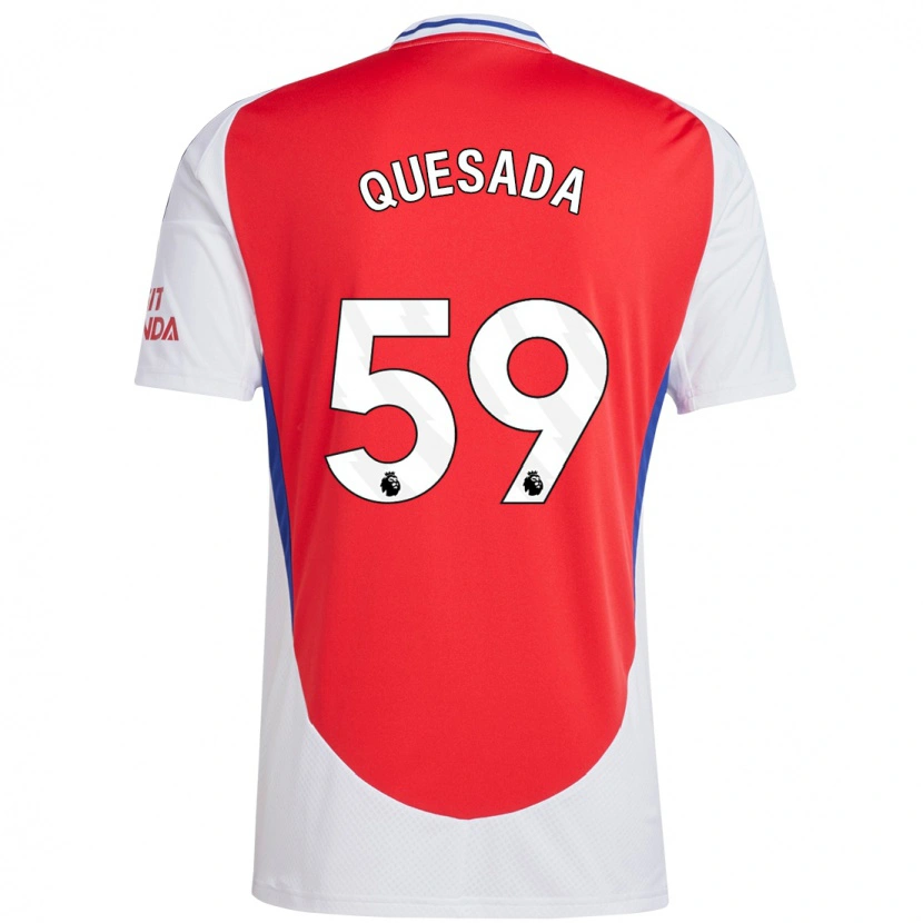 Danxen Bambino Maglia Elián Quesada #59 Rosso Bianco Kit Gara Home 2024/25 Maglietta