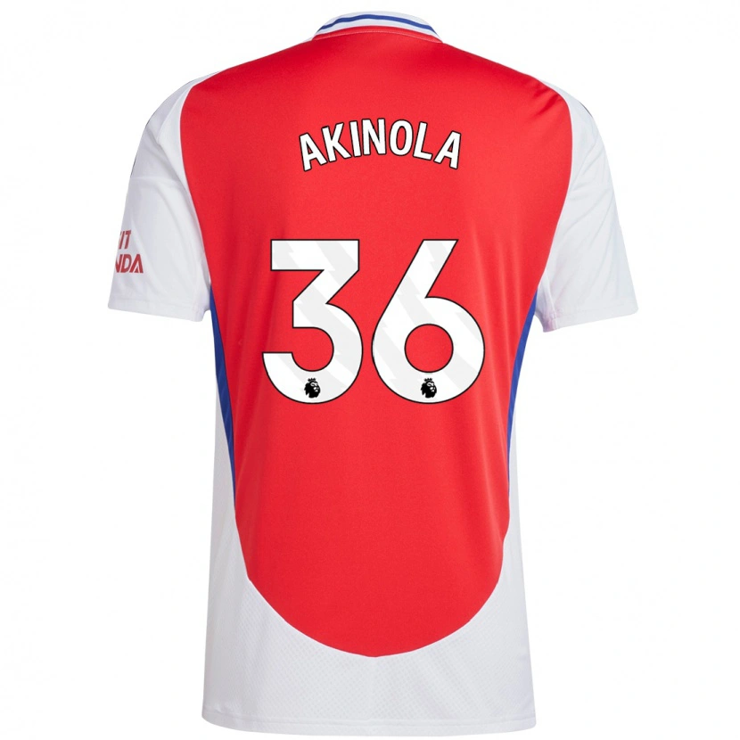 Danxen Bambino Maglia Tim Akinola #36 Rosso Bianco Kit Gara Home 2024/25 Maglietta
