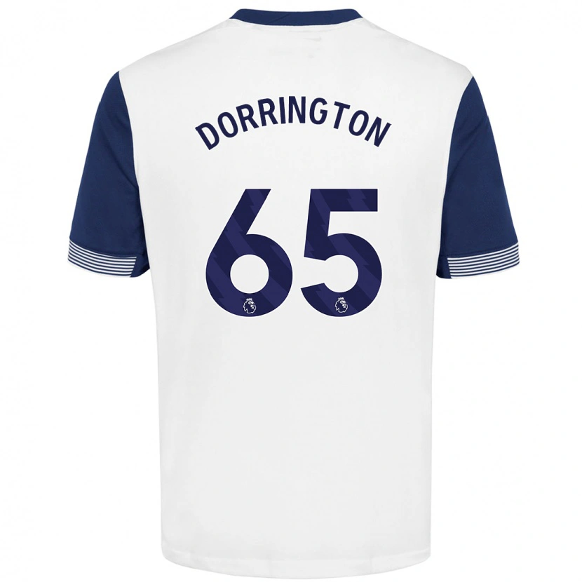 Danxen Bambino Maglia Alfie Dorrington #65 Bianco Blu Kit Gara Home 2024/25 Maglietta