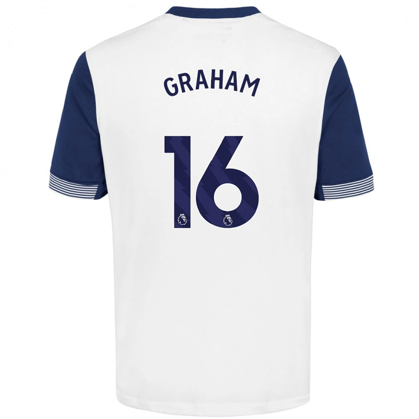 Danxen Bambino Maglia Kit Graham #16 Bianco Blu Kit Gara Home 2024/25 Maglietta