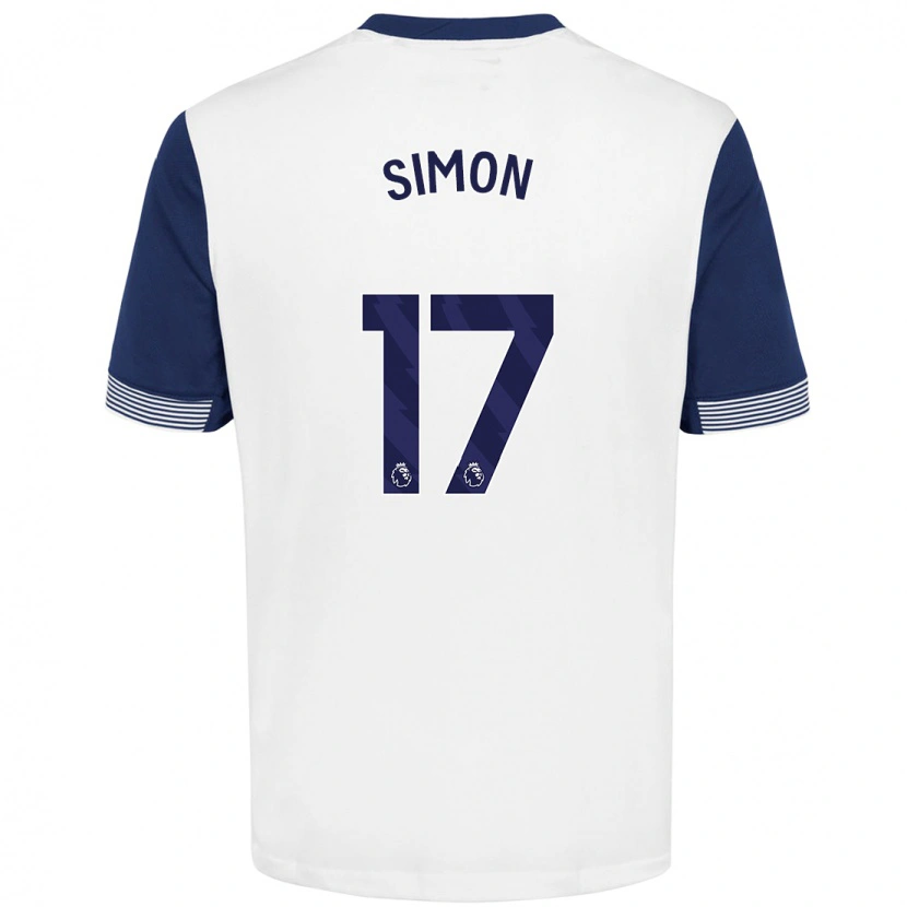 Danxen Bambino Maglia Kyah Simon #17 Bianco Blu Kit Gara Home 2024/25 Maglietta