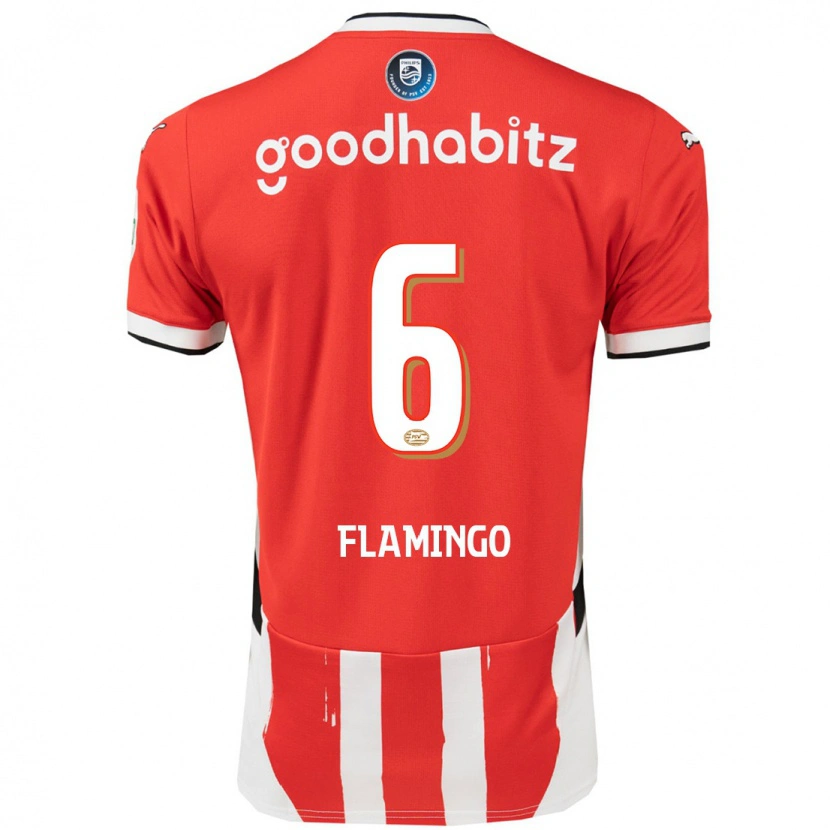 Danxen Bambino Maglia Ryan Flamingo #6 Rosso Bianco Kit Gara Home 2024/25 Maglietta