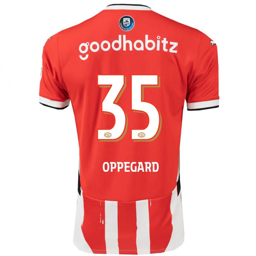 Danxen Bambino Maglia Fredrik Oppegård #35 Rosso Bianco Kit Gara Home 2024/25 Maglietta