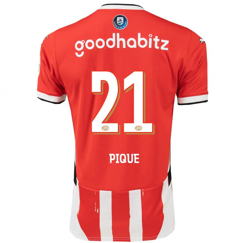 Danxen Bambino Maglia Naomi Piqué #21 Rosso Bianco Kit Gara Home 2024/25 Maglietta