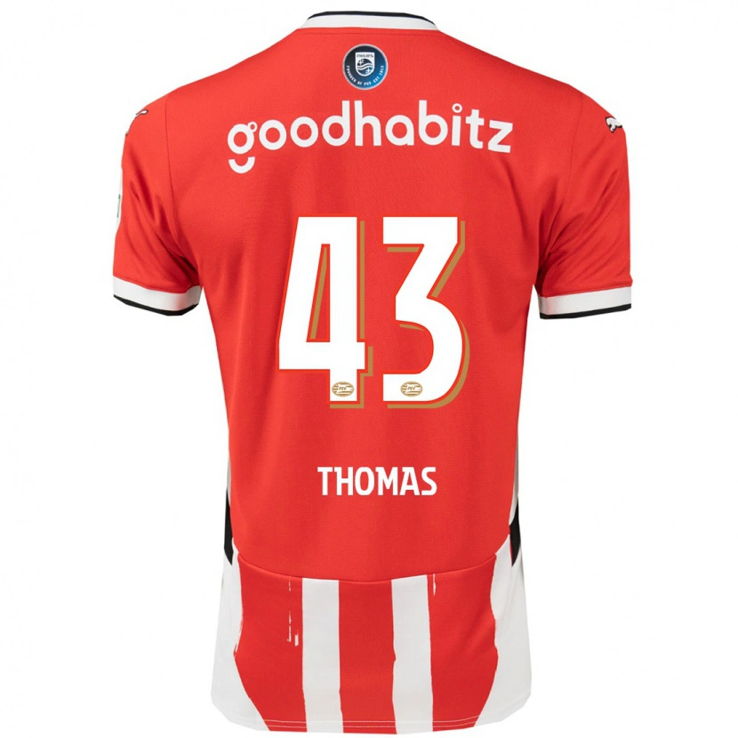 Danxen Bambino Maglia Kealyn Thomas #43 Rosso Bianco Kit Gara Home 2024/25 Maglietta