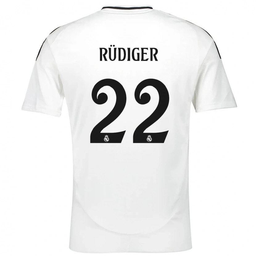 Danxen Bambino Maglia Antonio Rüdiger #22 Bianco Kit Gara Home 2024/25 Maglietta