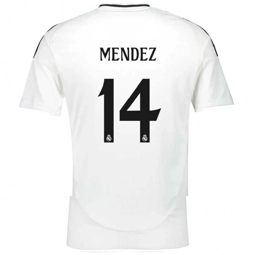 Danxen Bambino Maglia María Méndez #14 Bianco Kit Gara Home 2024/25 Maglietta