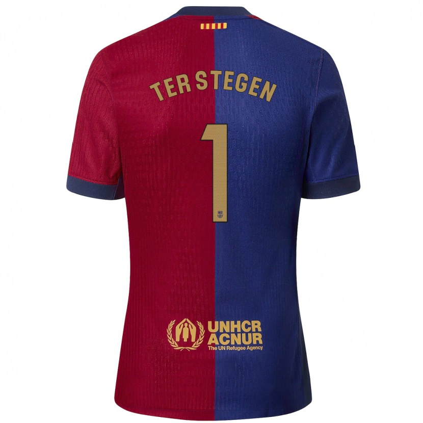 Danxen Bambino Maglia Marc-André Ter Stegen #1 Blu Rosso Kit Gara Home 2024/25 Maglietta