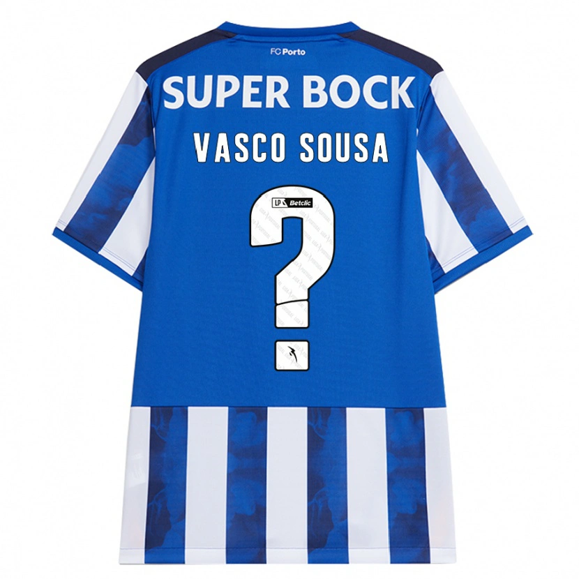 Danxen Bambino Maglia Vasco Sousa #0 Blu Bianco Kit Gara Home 2024/25 Maglietta