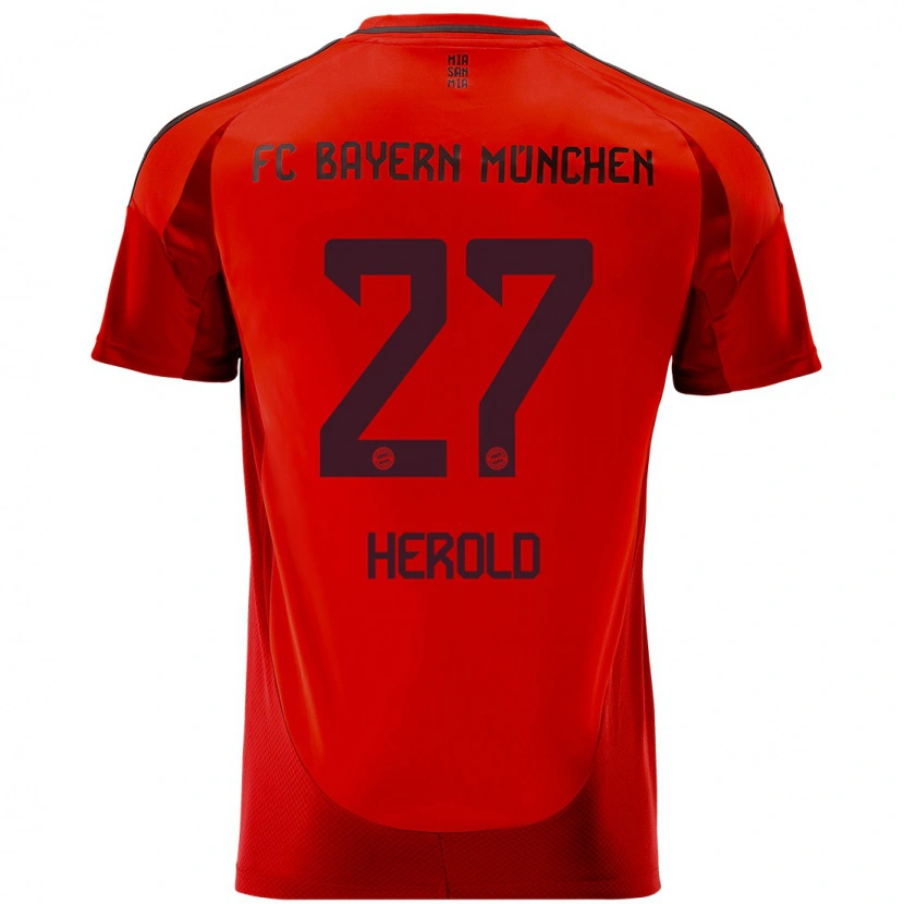 Danxen Bambino Maglia David Herold #27 Rosso Kit Gara Home 2024/25 Maglietta
