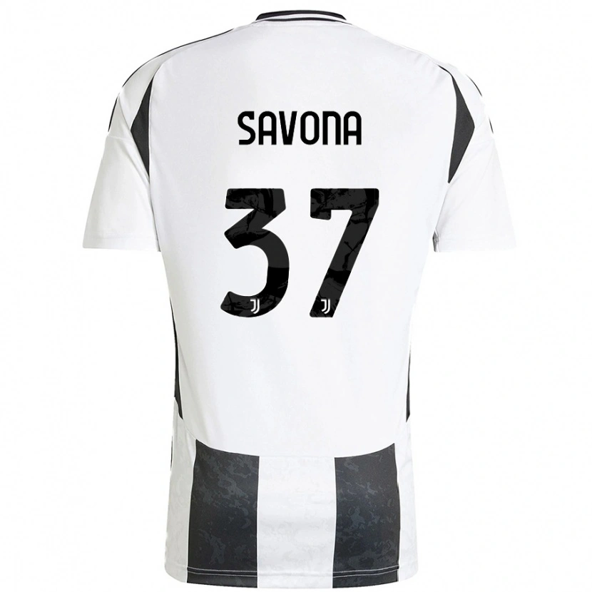 Danxen Bambino Maglia Nicolò Savona #37 Bianco Nero Kit Gara Home 2024/25 Maglietta