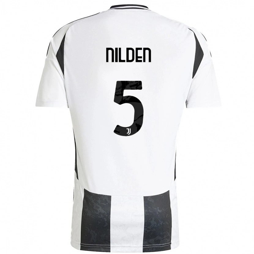 Danxen Bambino Maglia Amanda Nilden #5 Bianco Nero Kit Gara Home 2024/25 Maglietta