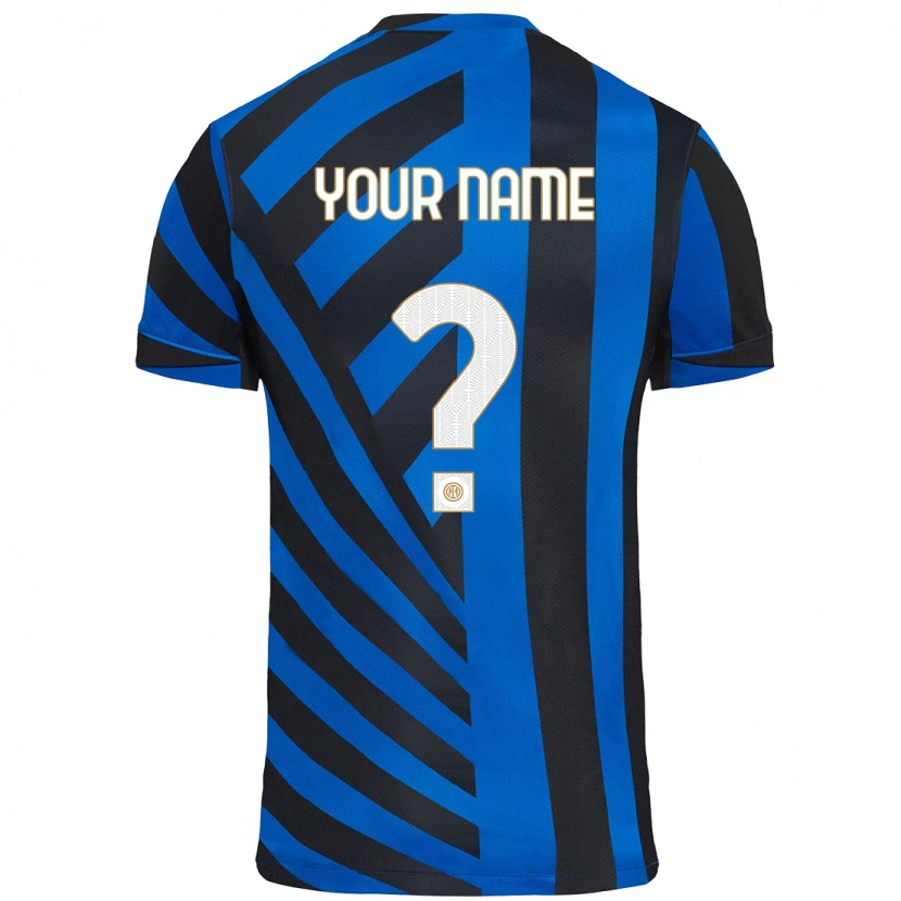 Danxen Bambino Maglia Il Tuo Nome #0 Blu Nero Kit Gara Home 2024/25 Maglietta