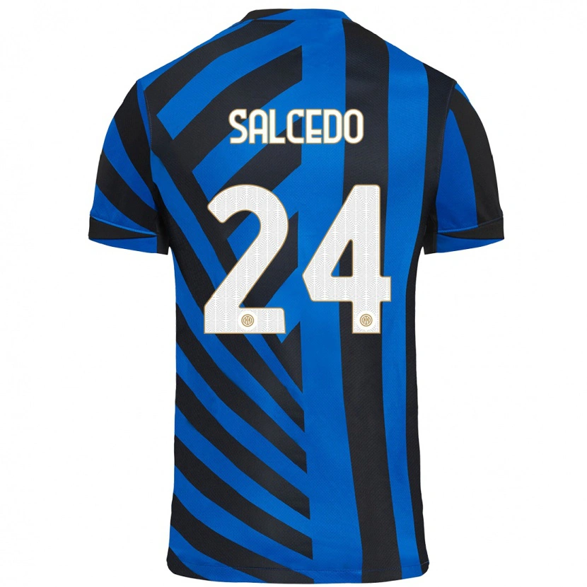 Danxen Bambino Maglia Eddie Salcedo #24 Blu Nero Kit Gara Home 2024/25 Maglietta