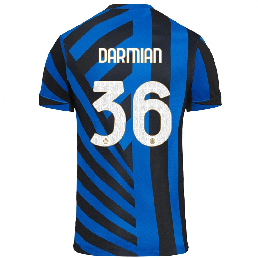 Danxen Bambino Maglia Matteo Darmian #36 Blu Nero Kit Gara Home 2024/25 Maglietta
