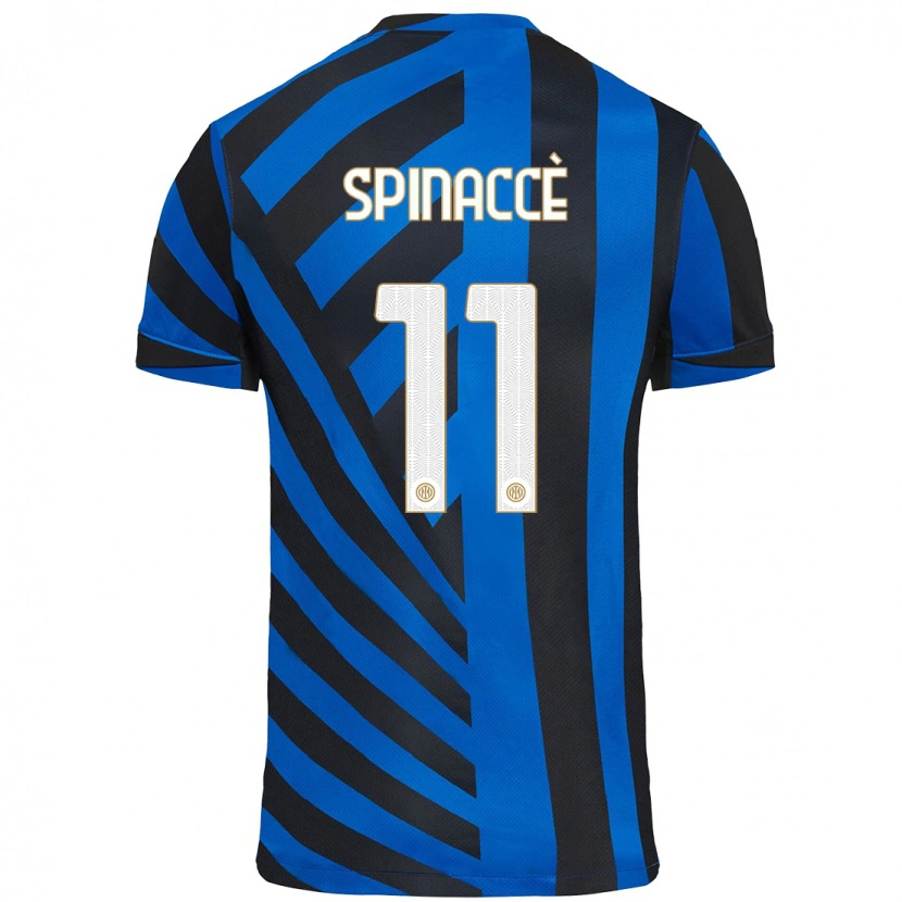 Danxen Bambino Maglia Matteo Spinaccè #11 Blu Nero Kit Gara Home 2024/25 Maglietta