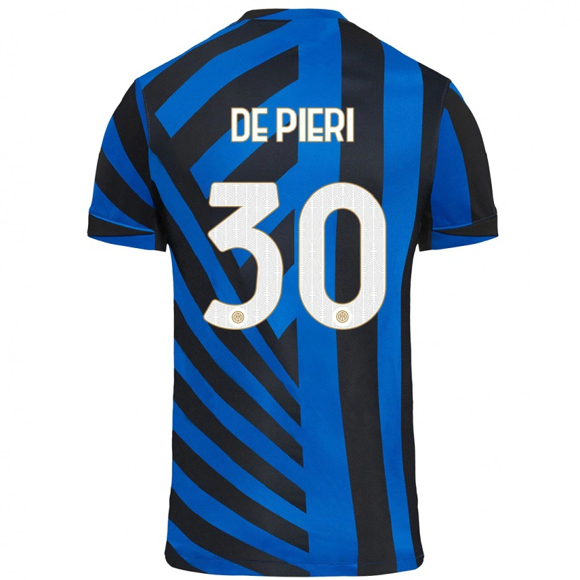 Danxen Bambino Maglia Giacomo De Pieri #30 Blu Nero Kit Gara Home 2024/25 Maglietta