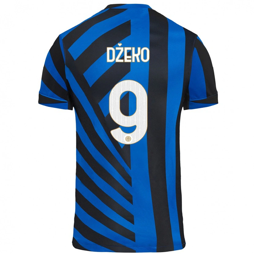 Danxen Bambino Maglia Edin Dzeko #9 Blu Nero Kit Gara Home 2024/25 Maglietta